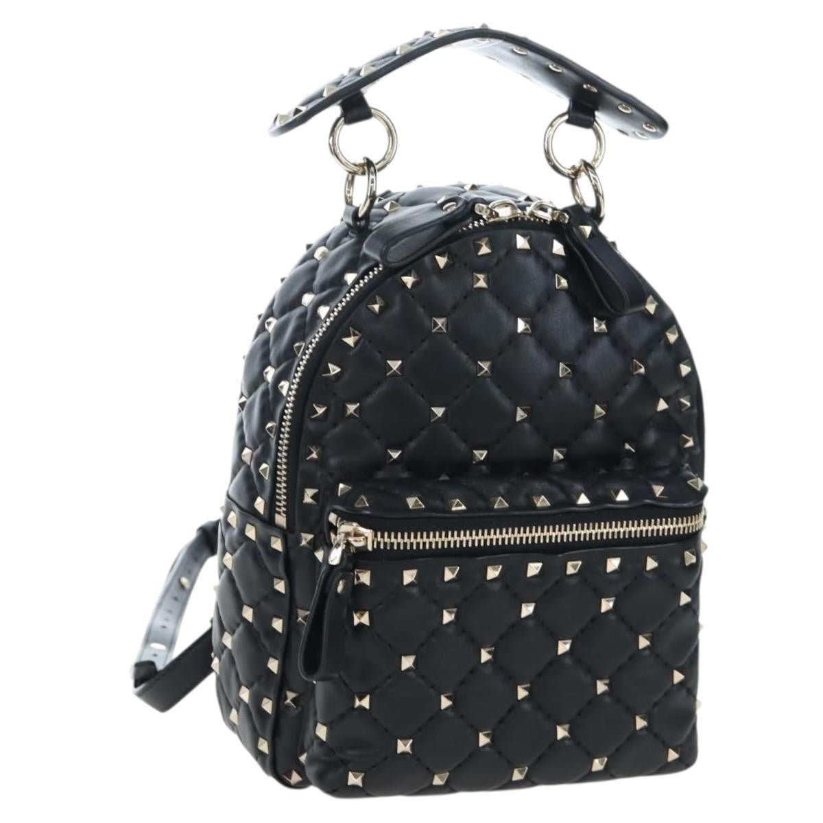 Valentino Garavani Rockstud Spike Quilted Leather, Black, Leather, Backpack