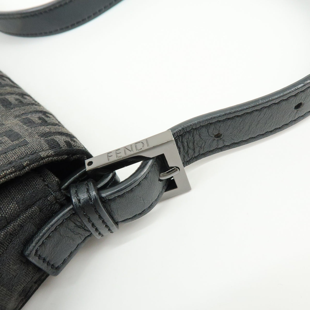 Fendi Zucchino Canvas Mamma Baguette Canvas, Black, Canvas, Shoulder Bag