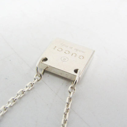 Gucci Logo Plate Sterling Silver, Silver, Sterling Silver, Necklace