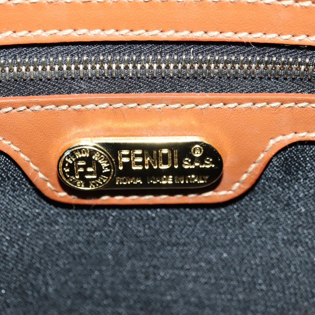 Fendi Vintage Pequin Coated Canvas, Brown, Canvas, Tote Bag