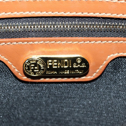 Fendi Vintage Pequin Coated Canvas, Brown, Canvas, Tote Bag
