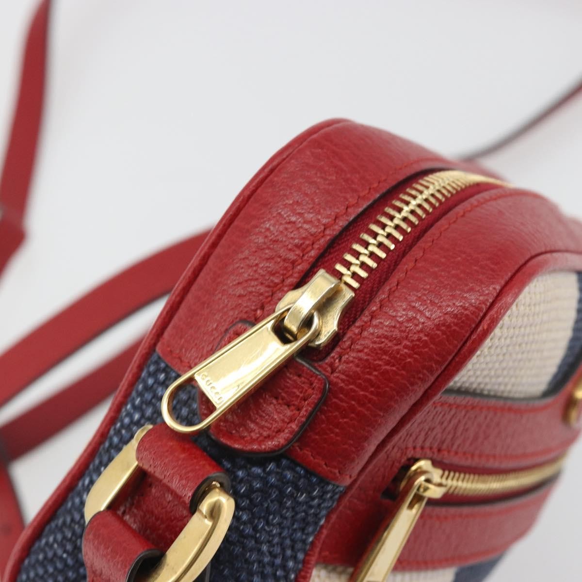 Gucci Ophidia Striped Canvas, Red, Canvas, Shoulder Bag
