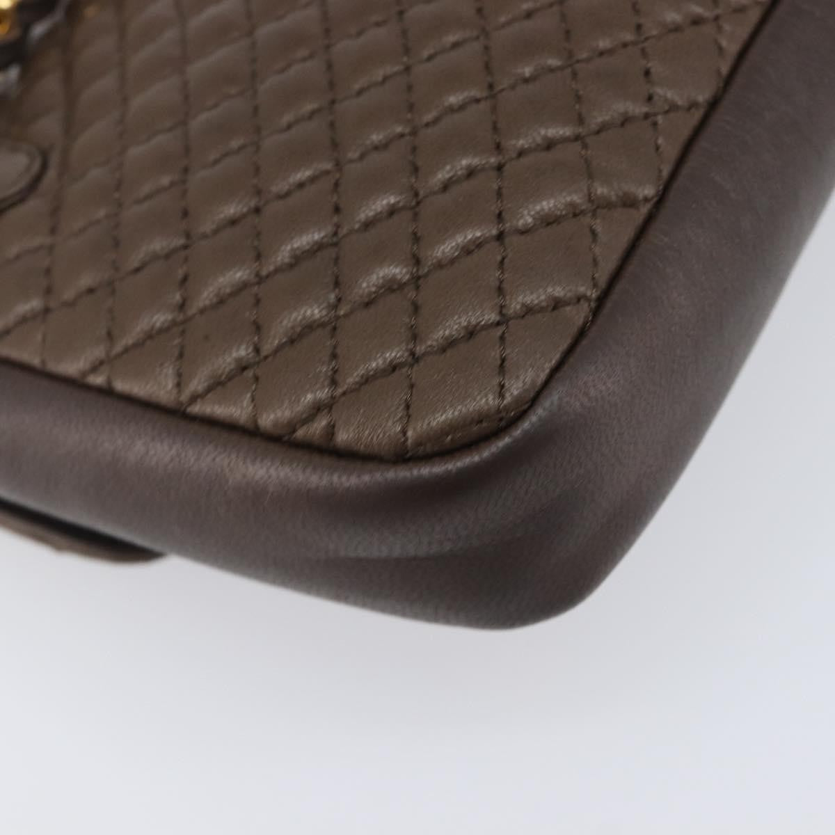 Bally Vintage Chain Quilted Leather, Brown, Leather, Shoulder Bag