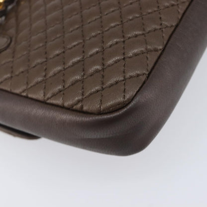 Bally Vintage Chain Quilted Leather, Brown, Leather, Shoulder Bag
