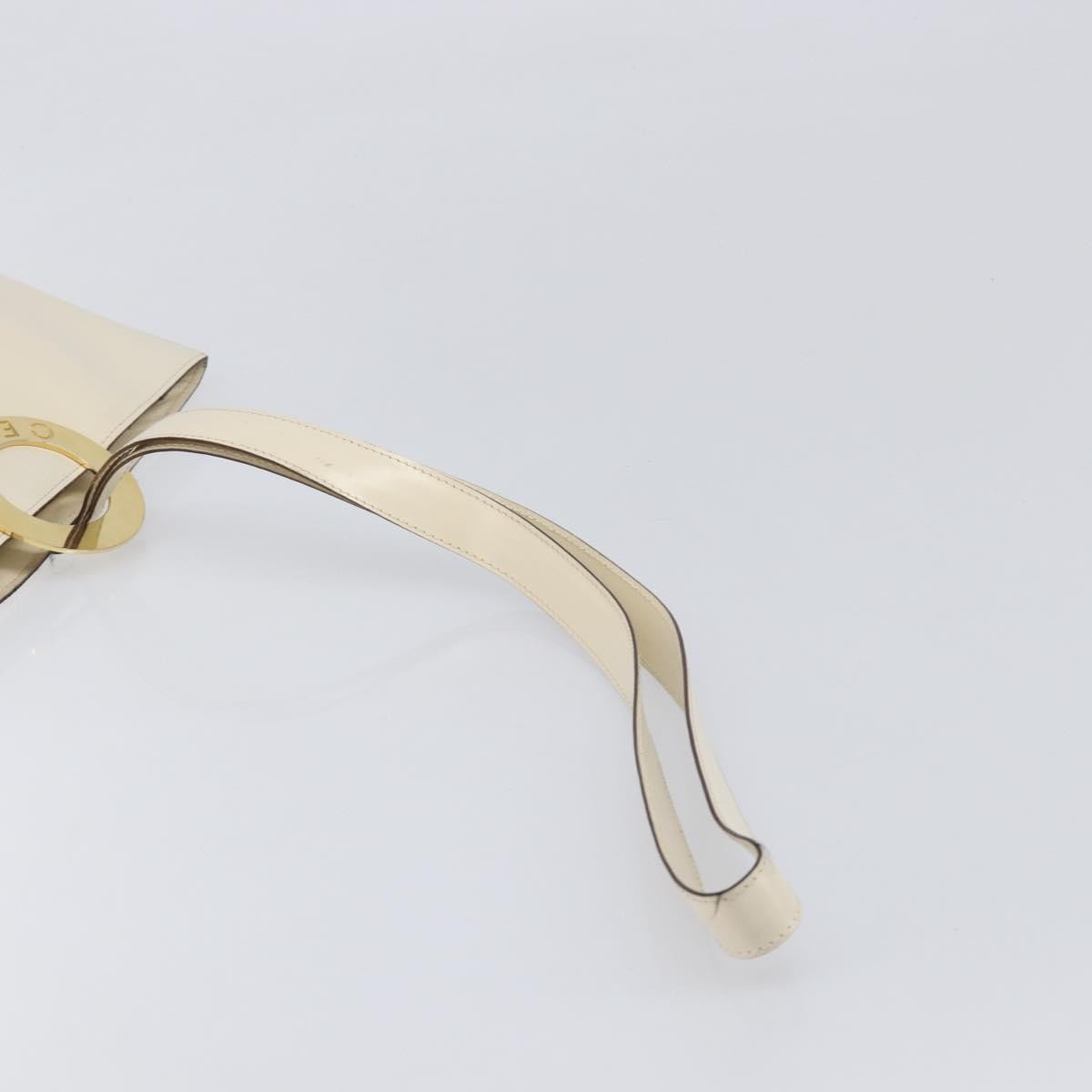 Celine Vintage Circle Logo Leather, White, Leather, Crossbody Bag