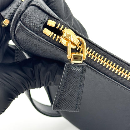 Prada Re-Edition 2005 Hobo Tessuto with Saffiano Leather, Black, Leather, Shoulder Bag