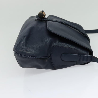 Gucci Hip Bamboo Flap Leather, Blue, Leather, Handbag