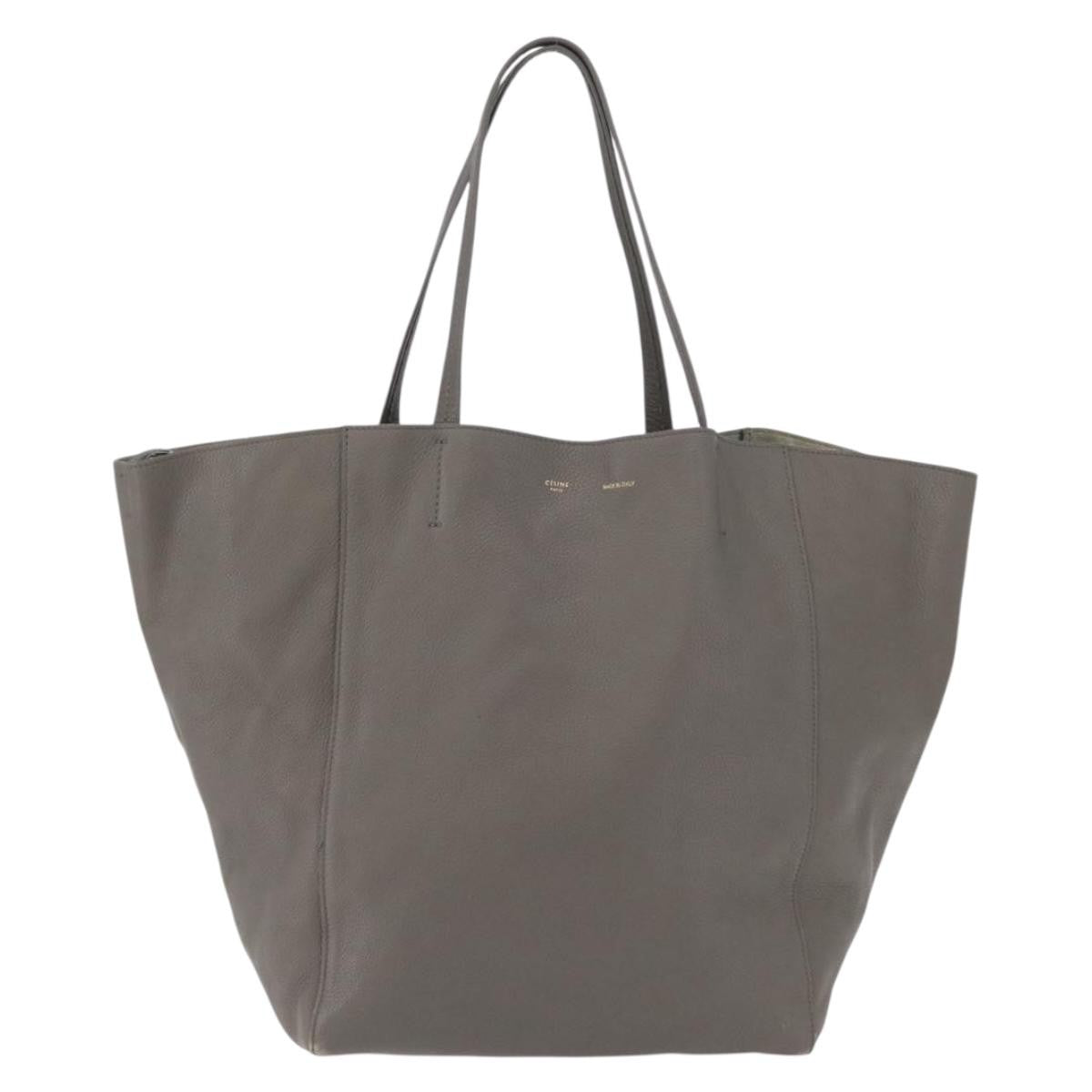 Celine Phantom Cabas Leather, Gray, Leather, Tote Bag