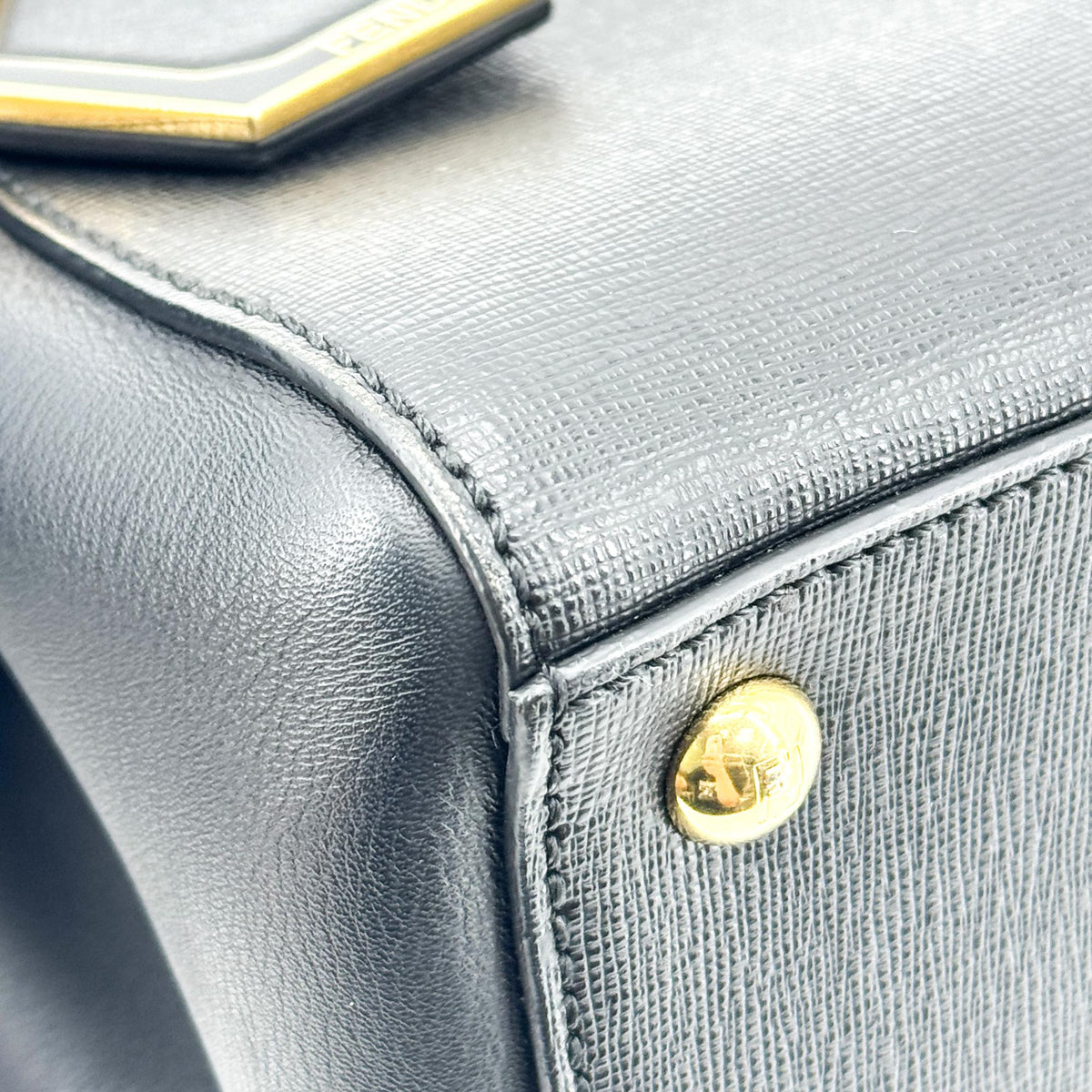 Fendi 2Jours Leather, Black, Calfskin, Handbag