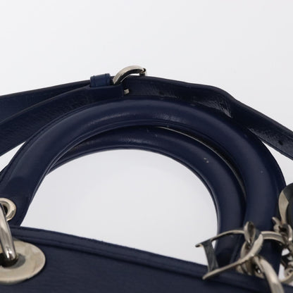Christian Dior Granville Satchel Leather, BLUE, LEATHER, Handbag