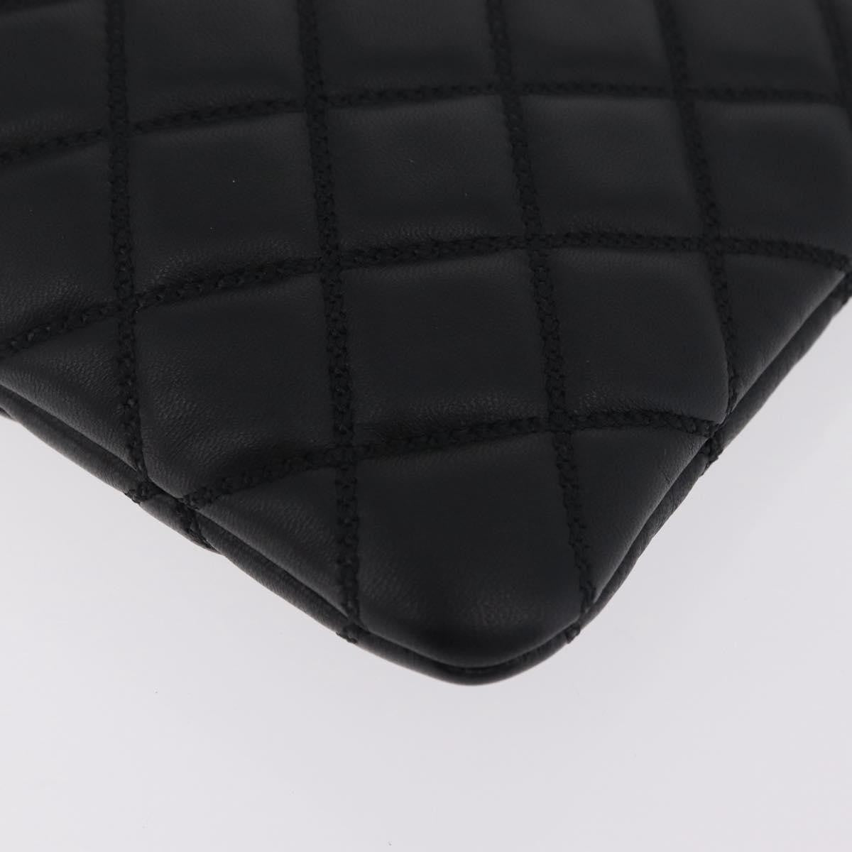 Chanel Bicolor Boy O Case Clutch Lambskin, Black, Leather, Clutch