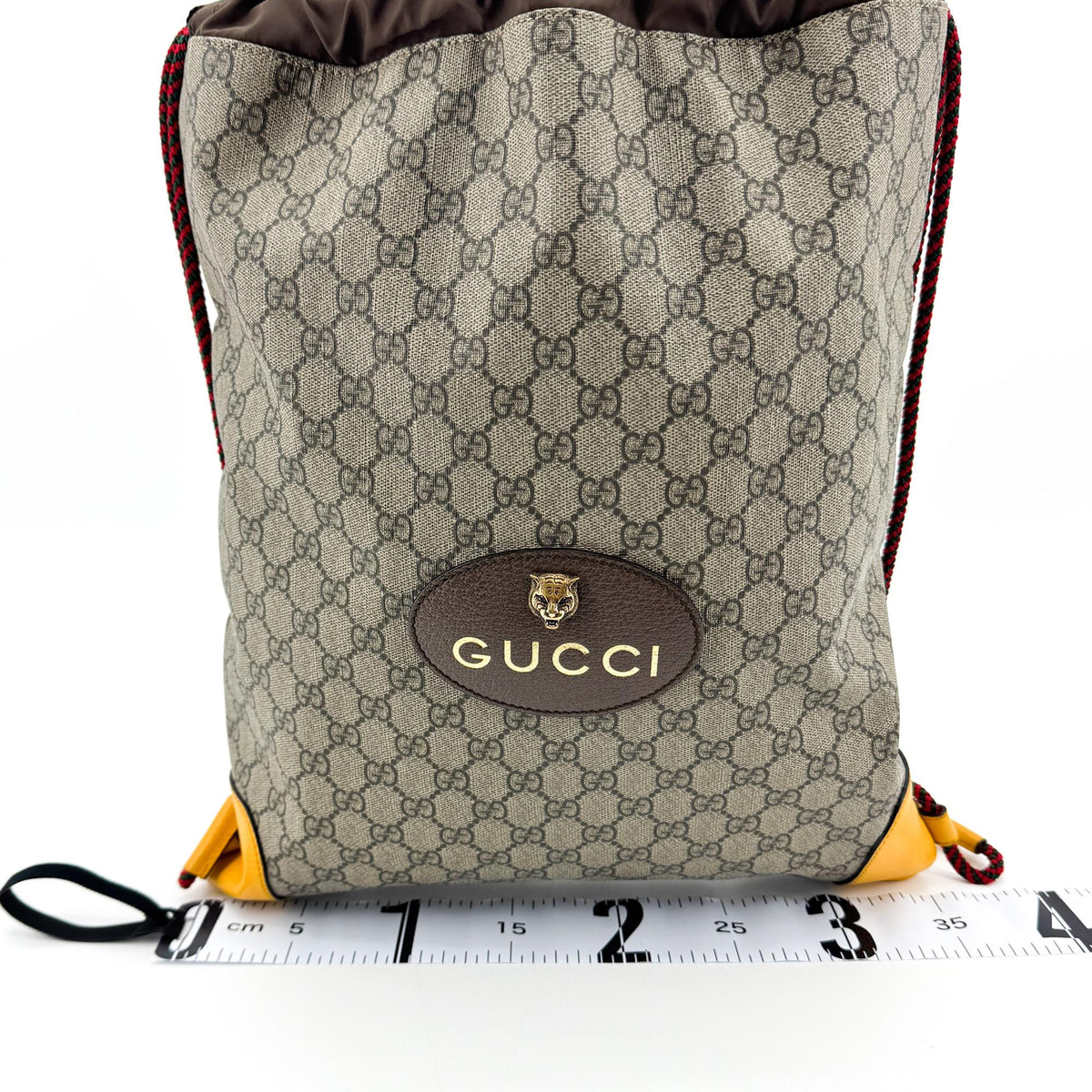 Gucci Neo Vintage Drawstring GG Coated Canvas, Brown, Canvas, Backpack