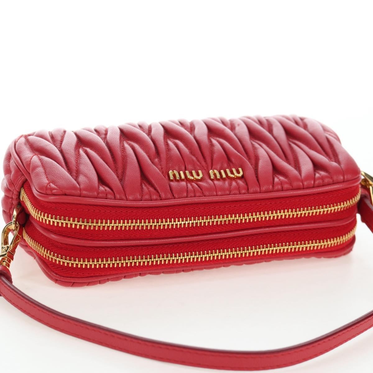 Miu Miu Tech Matelasse Leather, Red, Leather, Crossbody Bag