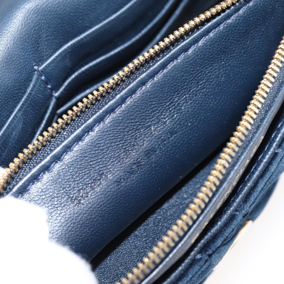 Balenciaga BB Chain Round Quilted Velvet, Navy, Velvet, Shoulder Bag