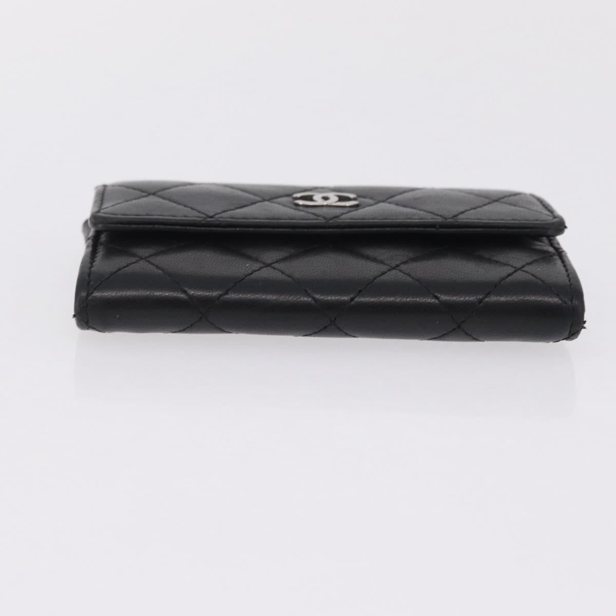 Chanel CC Flap Card Case Quilted Lambskin, Black, Leather, Card Holder
