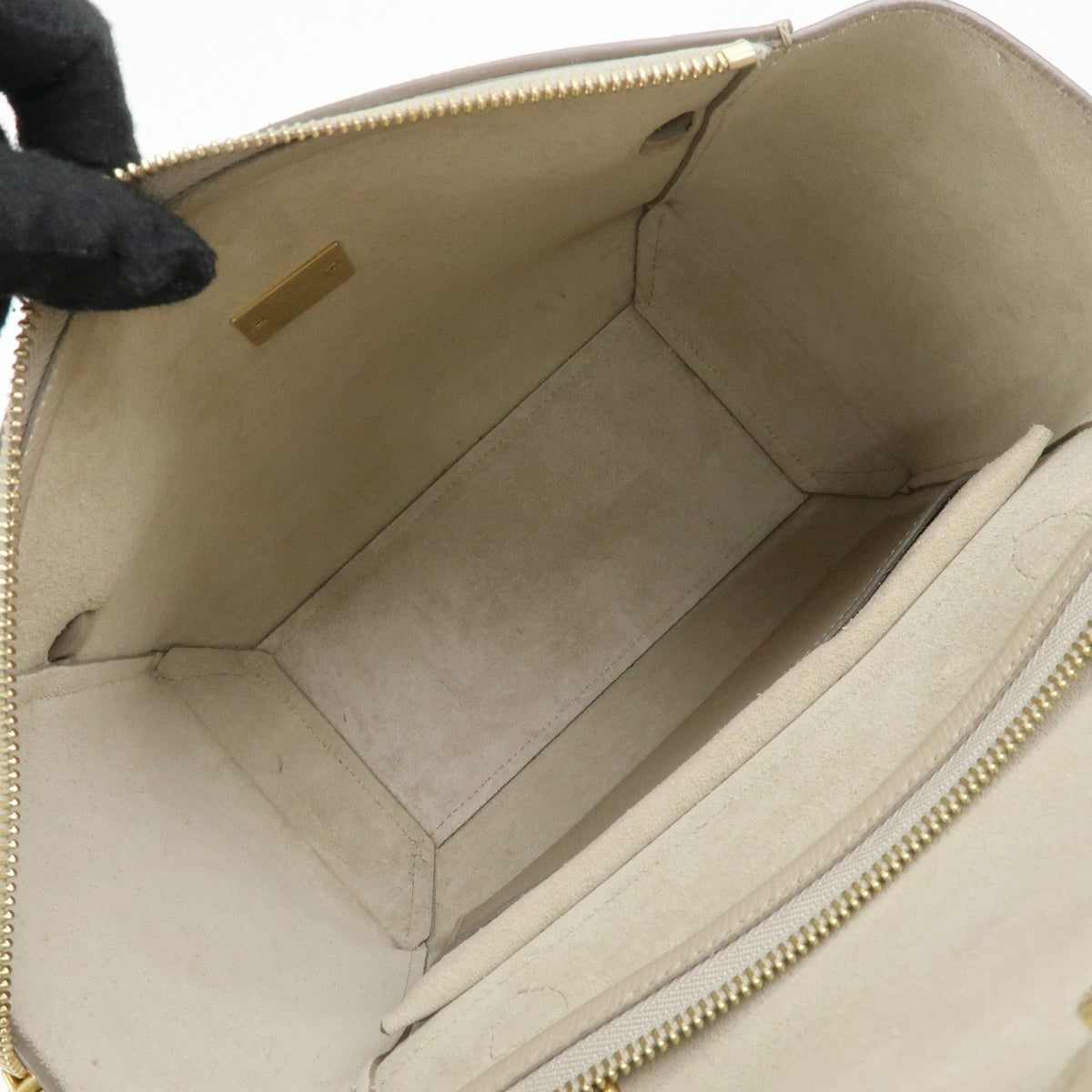 Celine Belt Textured Leather, Beige, Leather, Handbag