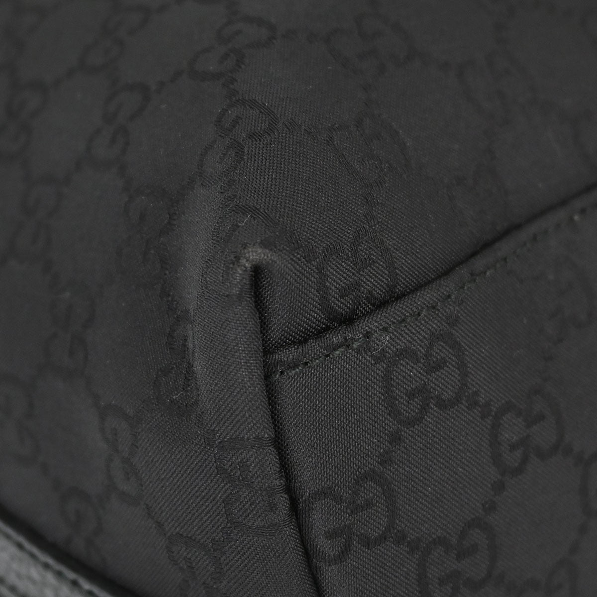 Gucci Vintage Open Shoulder Bag (Outlet) GG Canvas with Leather, Black, Canvas, Shoulder Bag