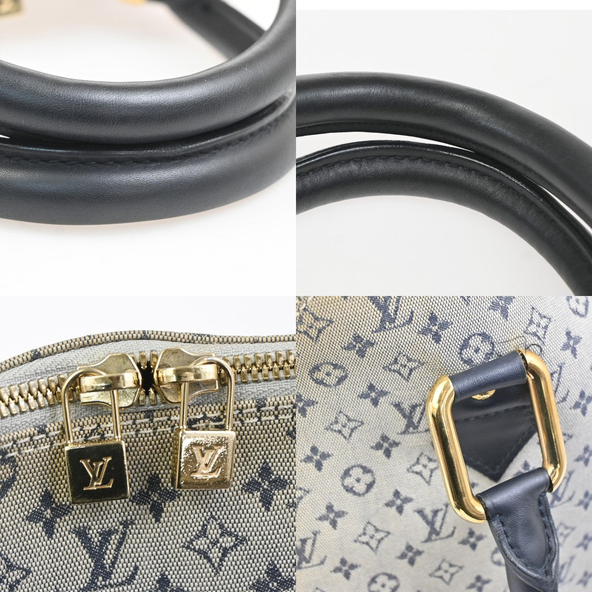Louis Vuitton Alma Mini Lin, Blue, Canvas, Handbag