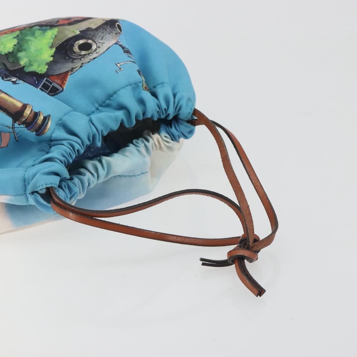 Loewe Paula Drawstring Printed Canvas, Blue, Nylon, Clutch