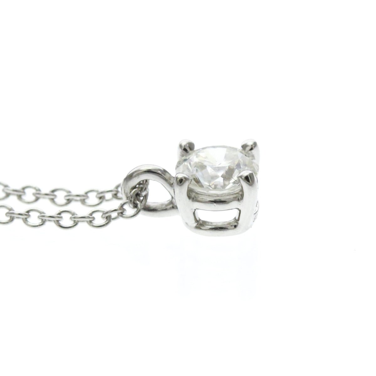 Tiffany & Co. Solitaire Pendant Platinum with Emerald Cut Diamond, Silver, Platinum, Necklace