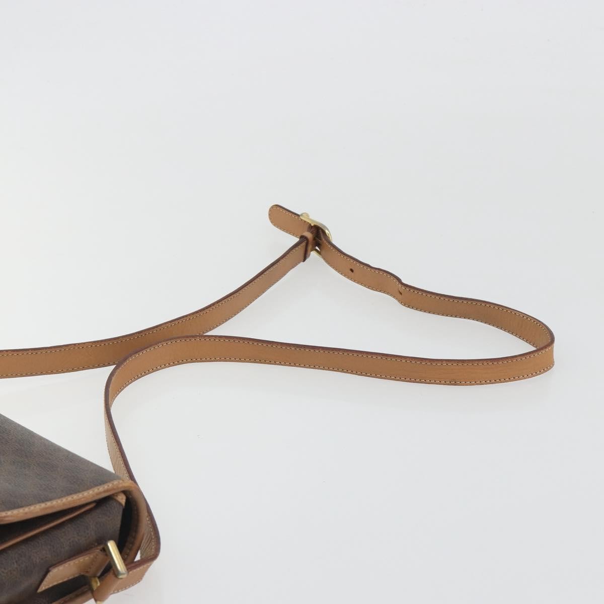 Celine Vintage Macadam Circle Logo Canvas and Leather, Brown, Canvas, Shoulder Bag