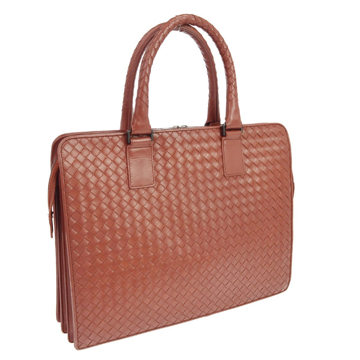Bottega Veneta Soft Slim Intrecciato Nappa, Brown, Leather, Briefcase