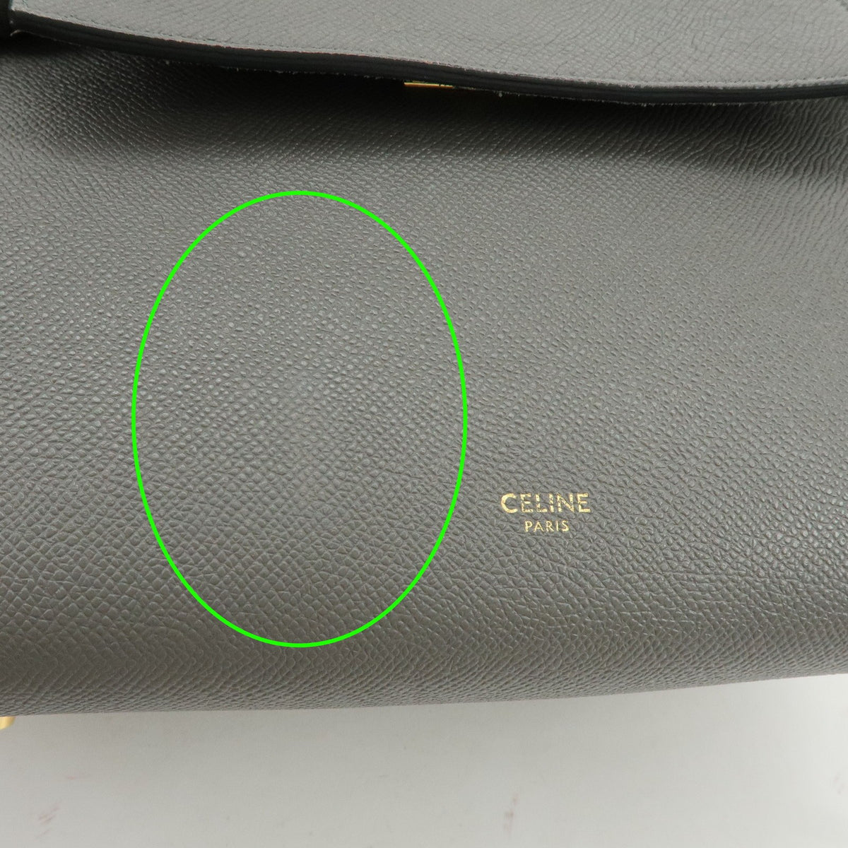 Celine Belt Textured Leather, Gray, Calfskin, Handbag