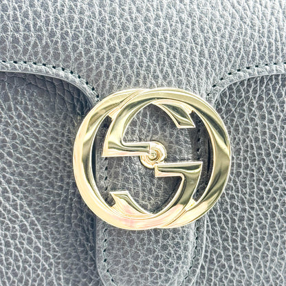 Gucci Interlocking Leather, Black, Leather, Shoulder Bag
