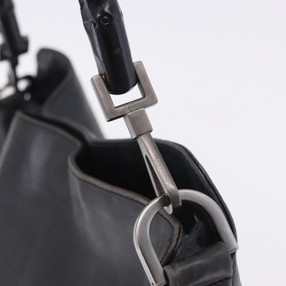 Gucci Vintage Bamboo Handle Open Hobo Leather, Black, Leather, Shoulder Bag