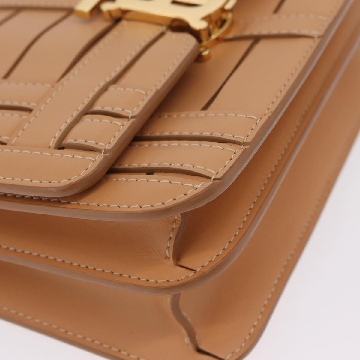 Burberry TB Flap Woven Leather, Beige, Leather, Handbag