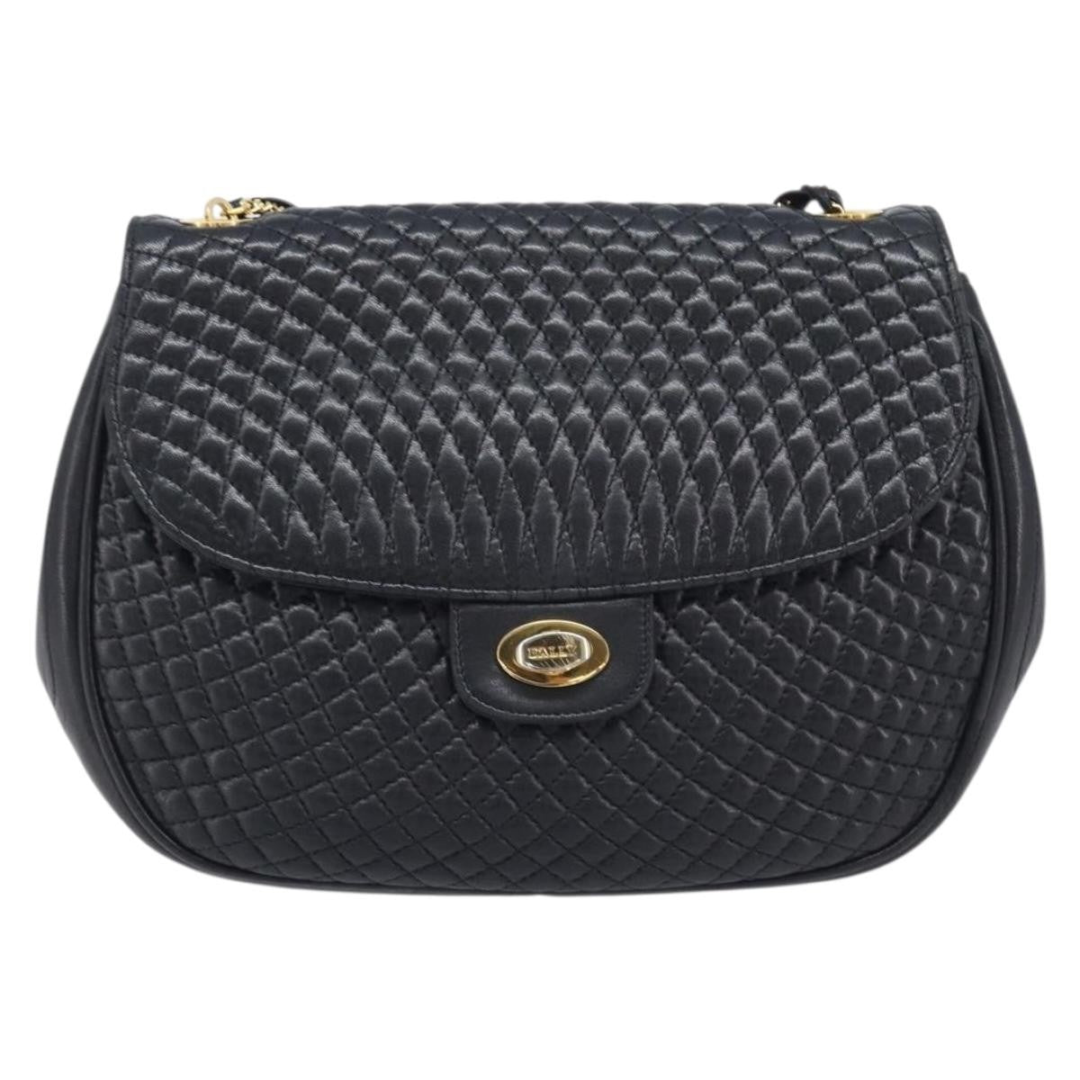 Bally Vintage Quilted Leather, Black, Leather, Shoulder Bag