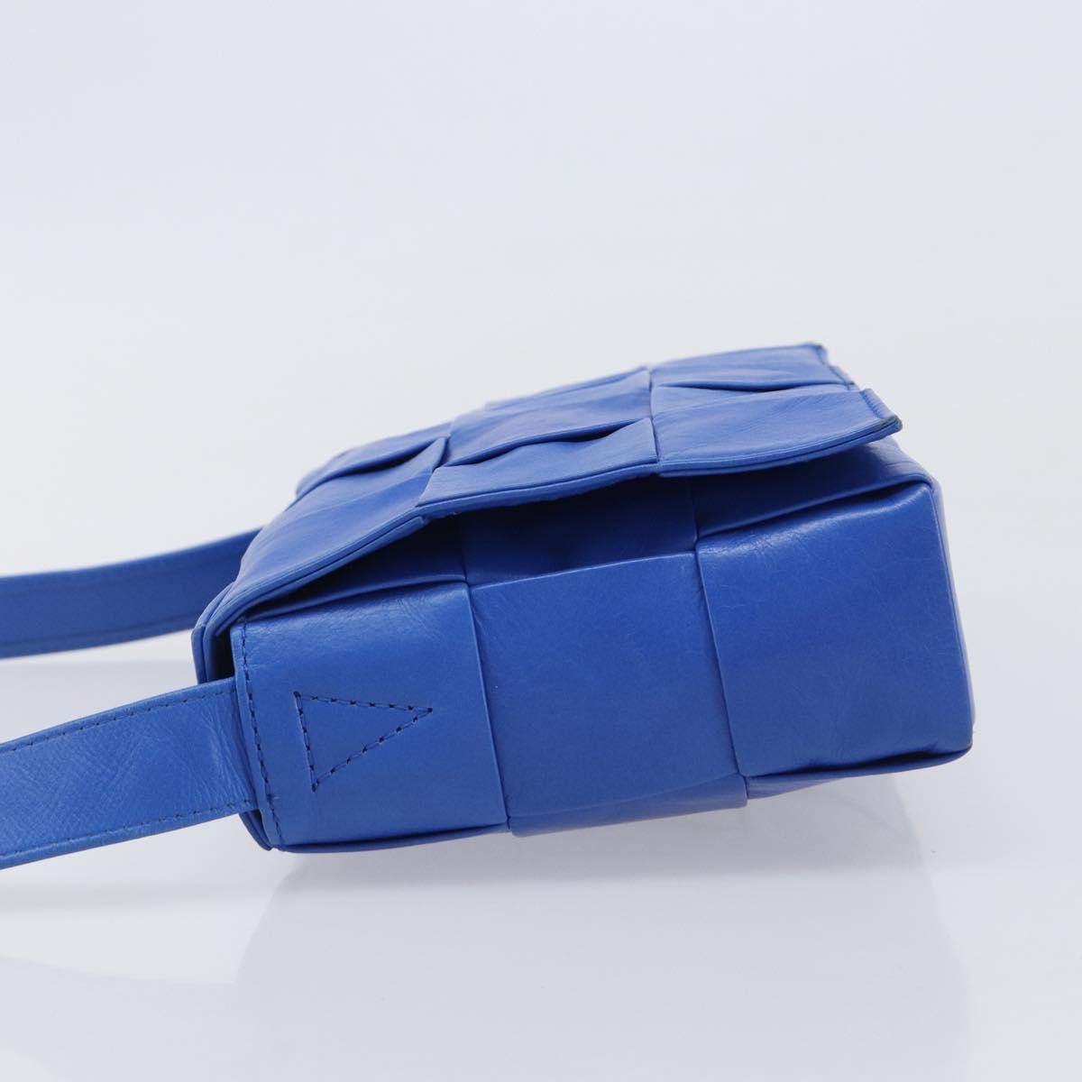 Bottega Veneta Cassette Maxi Intrecciato Leather, Blue, Leather, Crossbody Bag