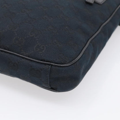 Gucci Front Zip Messenger Canvas and Leather, Black, Canvas, Crossbody Bag