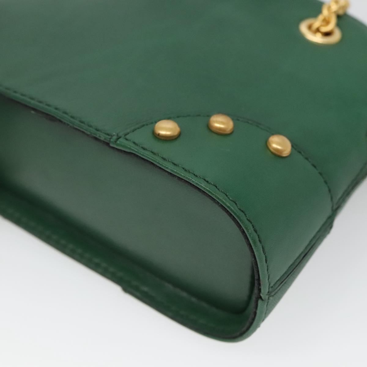 Celine Chain Vertical Quilted Lambskin, Green, Leather, Shoulder Bag