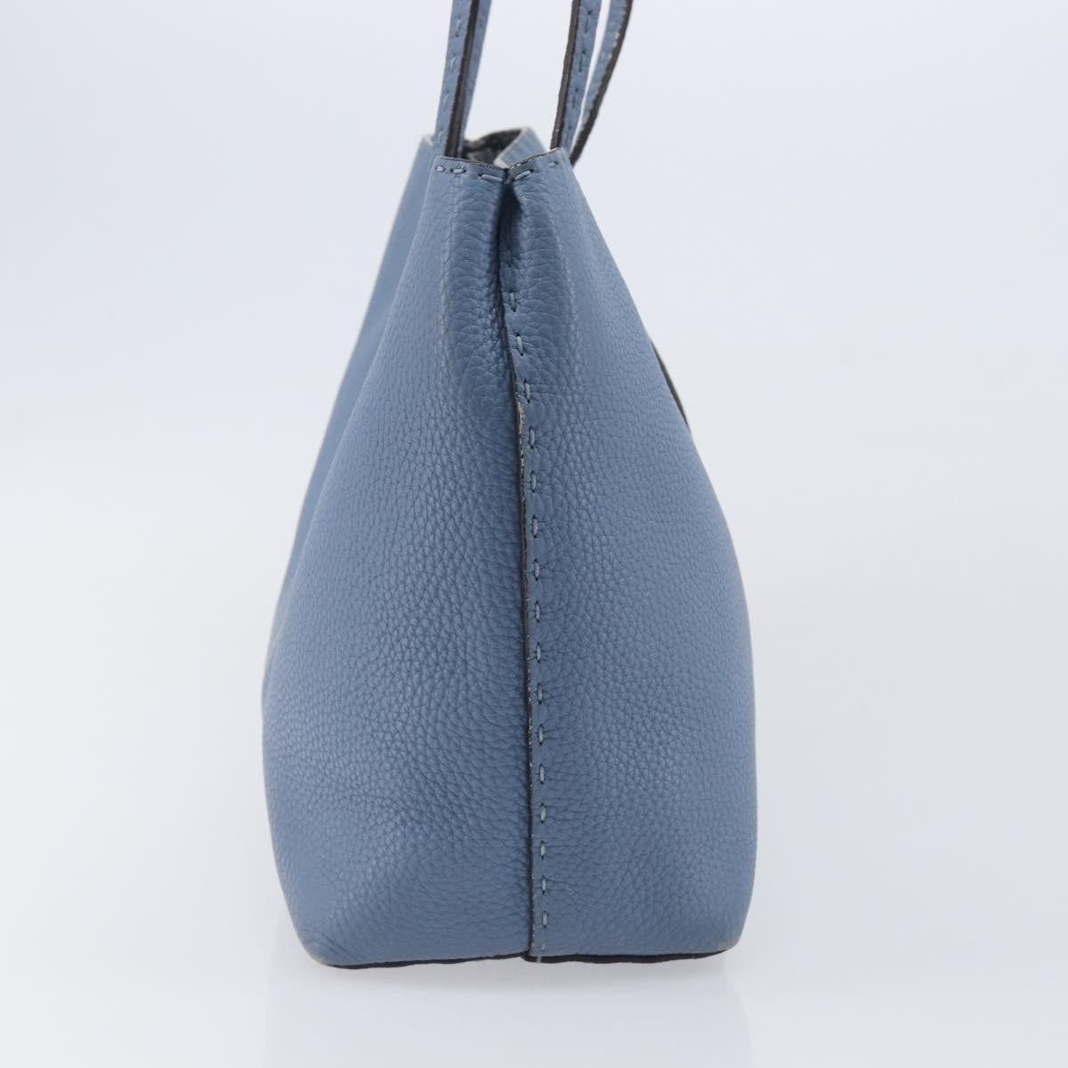 Fendi Selleria Carla Leather, Blue, Leather, Tote Bag