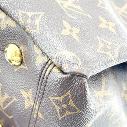 Louis Vuitton Pallas Monogram Canvas with Leather, Brown, Canvas, Tote Bag
