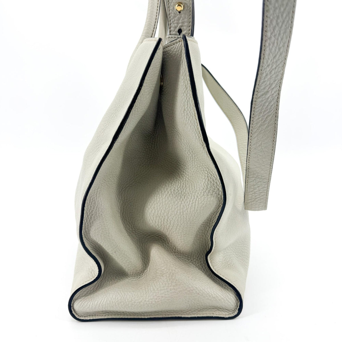 Prada Convertible Shopper Tote Vitello Daino, Gray, Leather, Tote Bag