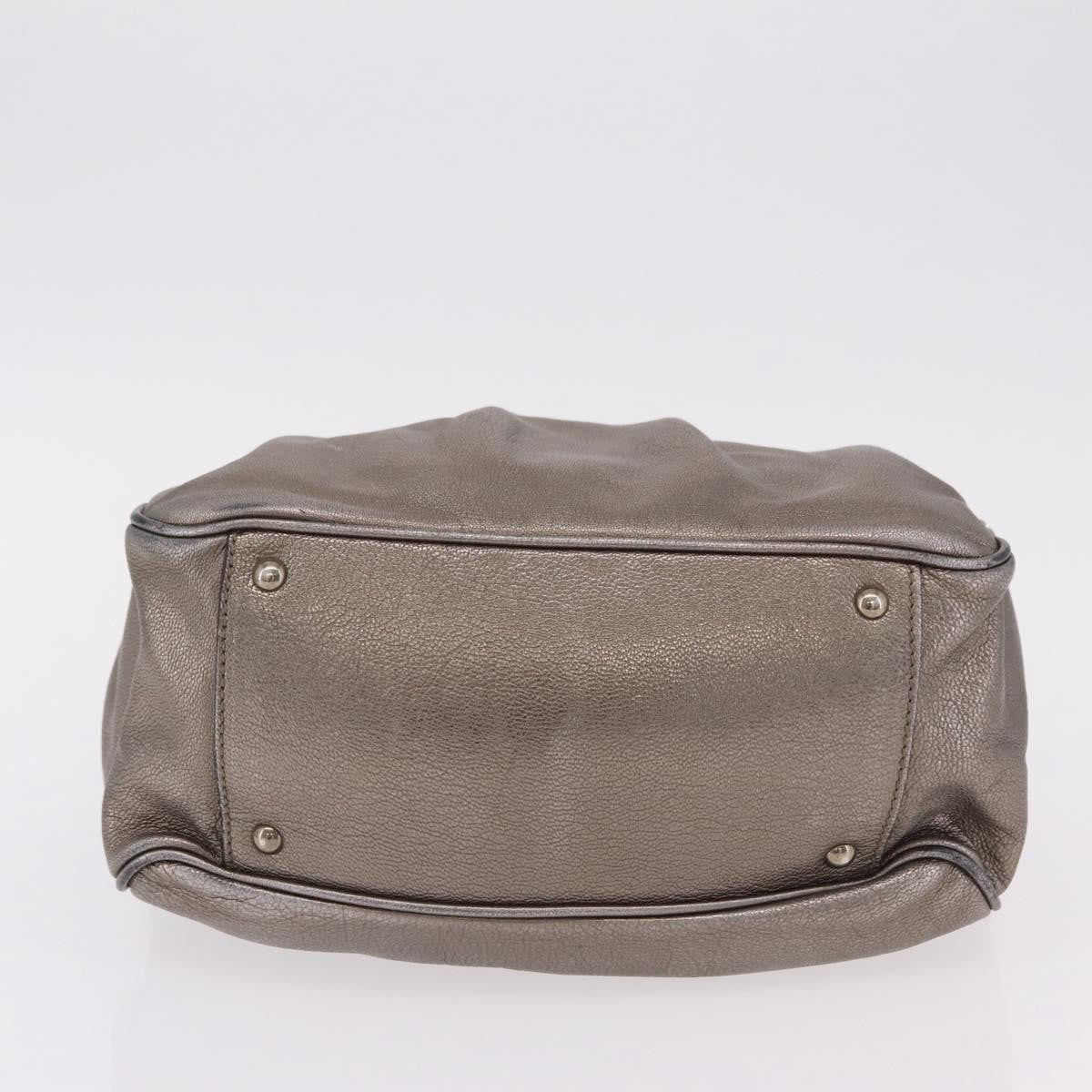 Salvatore Ferragamo Gancini Top Handle Leather, Silver, Leather, Handbag