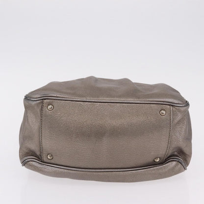 Salvatore Ferragamo Gancini Top Handle Leather, Silver, Leather, Handbag