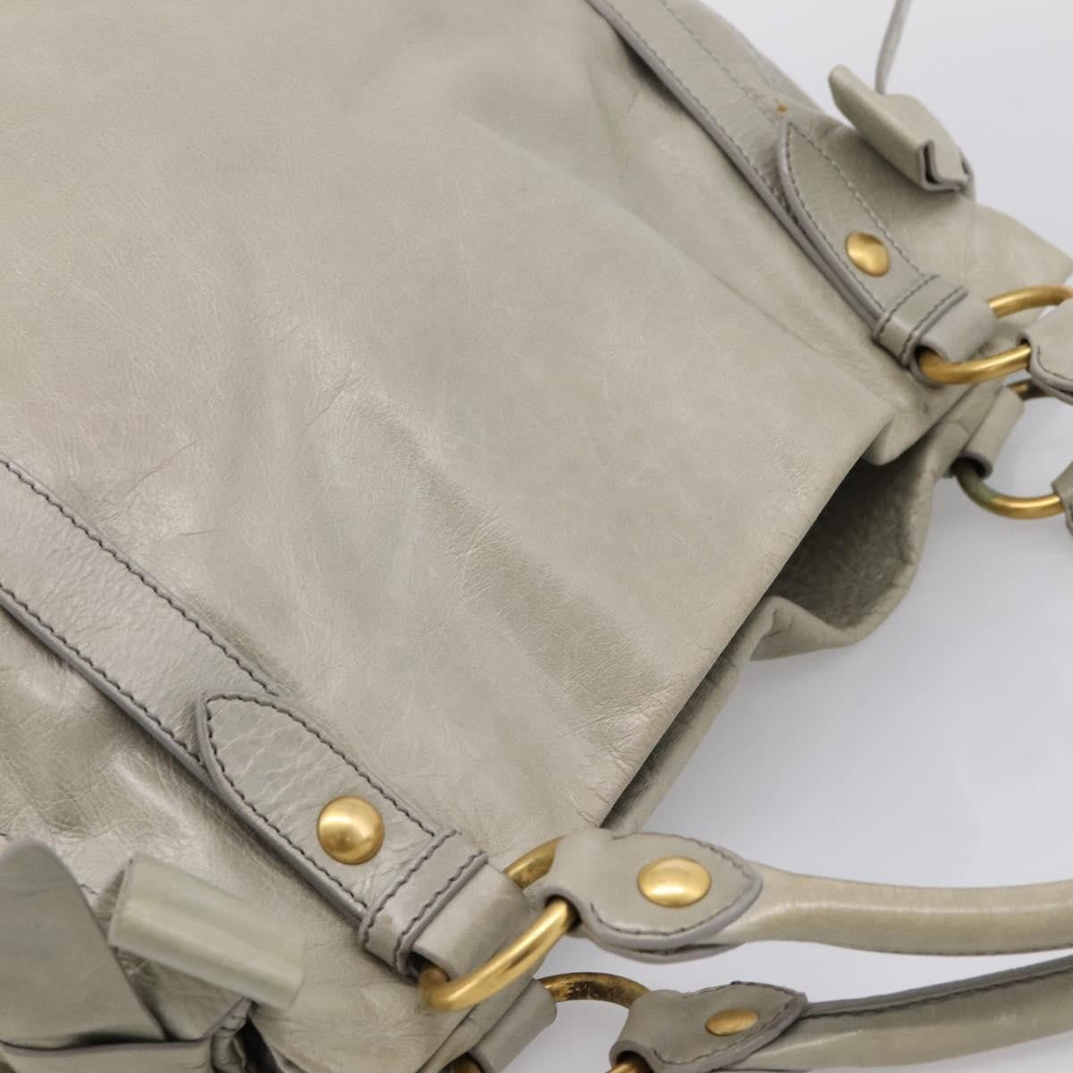 Miu Miu Bow Satchel Cervo Leather, Gray, Leather, Handbag