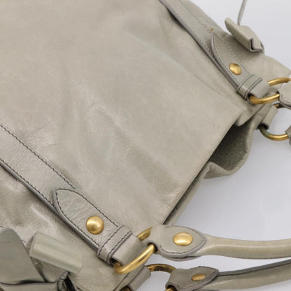 Miu Miu Bow Satchel Cervo Leather, Gray, Leather, Handbag