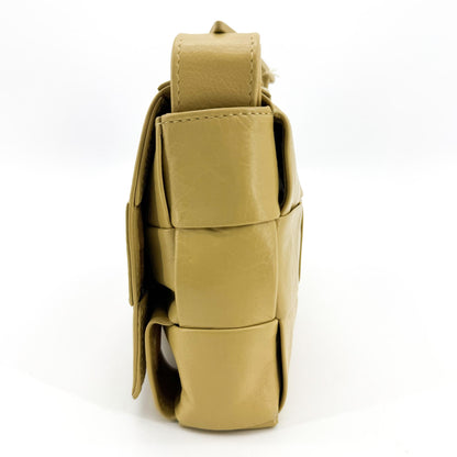 Bottega Veneta Cassette Maxi Intrecciato Leather, Yellow, Leather, Crossbody Bag