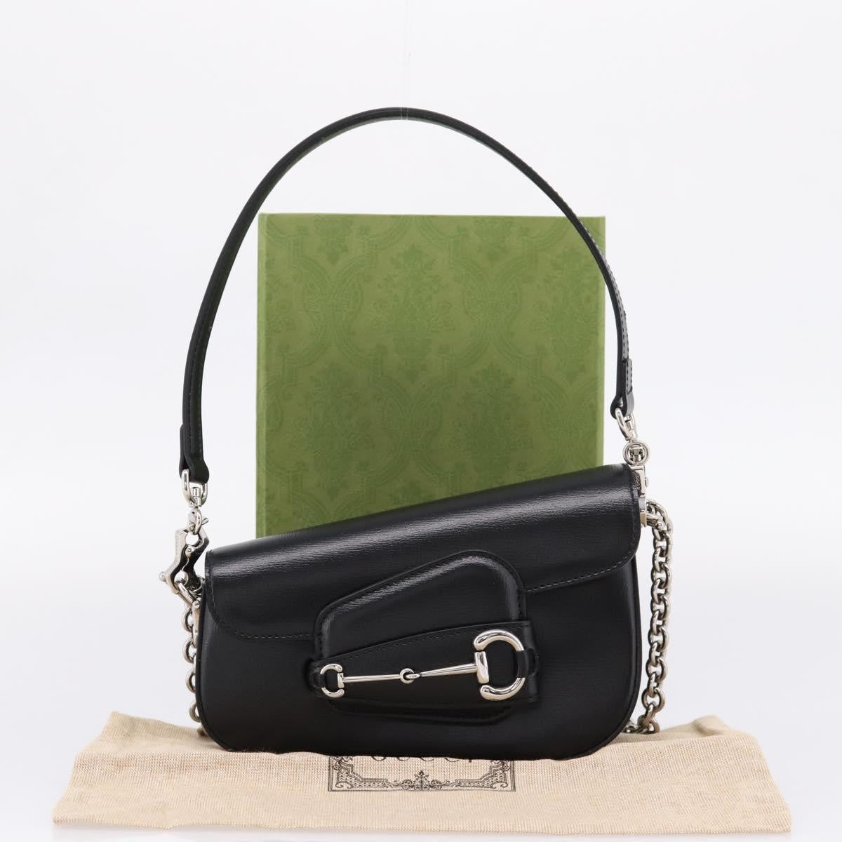 Gucci Horsebit 1955 Asymmetric Leather, Black, Leather, Shoulder Bag
