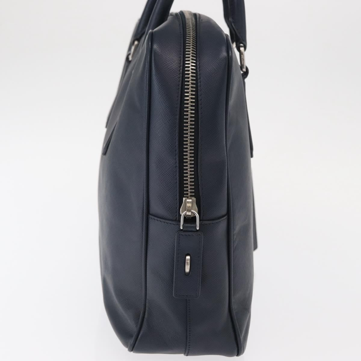 Prada Convertible Zip Around Saffiano Leather, Navy, Leather, Briefcase