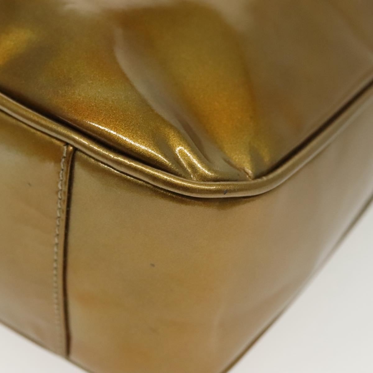 Gucci Vintage Bamboo Handle Open Hobo Leather, Gold, Patent Leather, Shoulder Bag