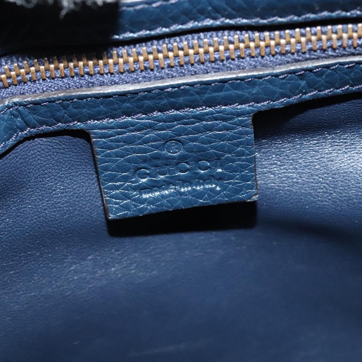 Gucci Hip Bamboo Flap Leather, Blue, Leather, Handbag