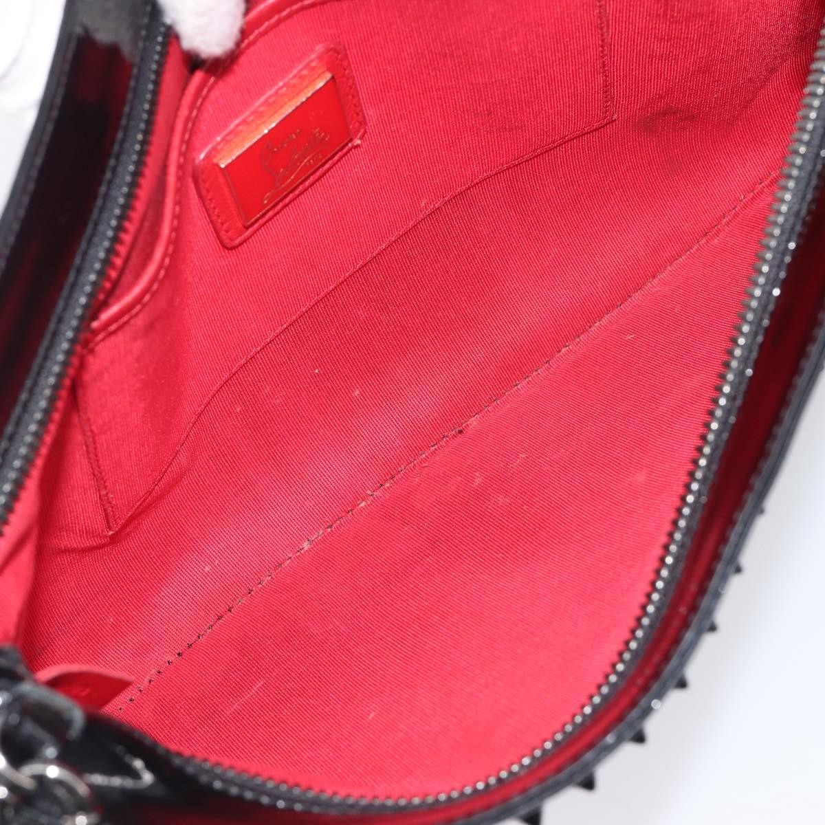 Christian Louboutin Loubiposh Clutch Spiked Patent, Black, Patent Leather, Clutch