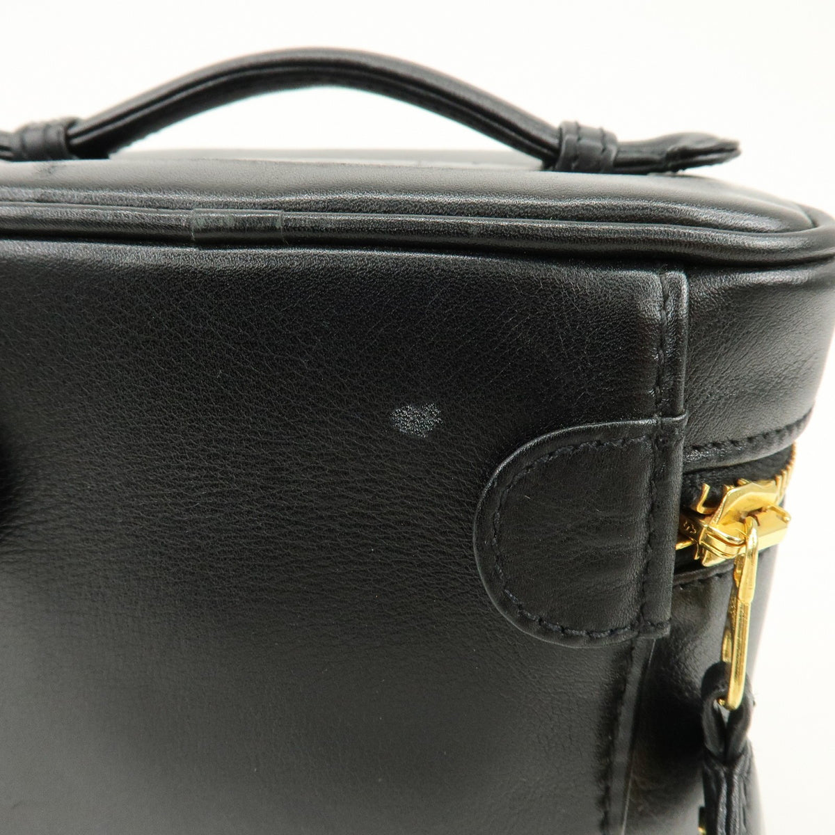 Chanel Vintage Cosmetic Case Lambskin, Black, Leather, Clutch