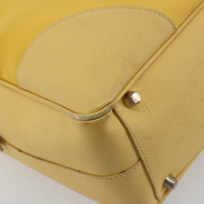 Prada Bauletto Tessuto with Saffiano Leather, Yellow, Canvas, Handbag