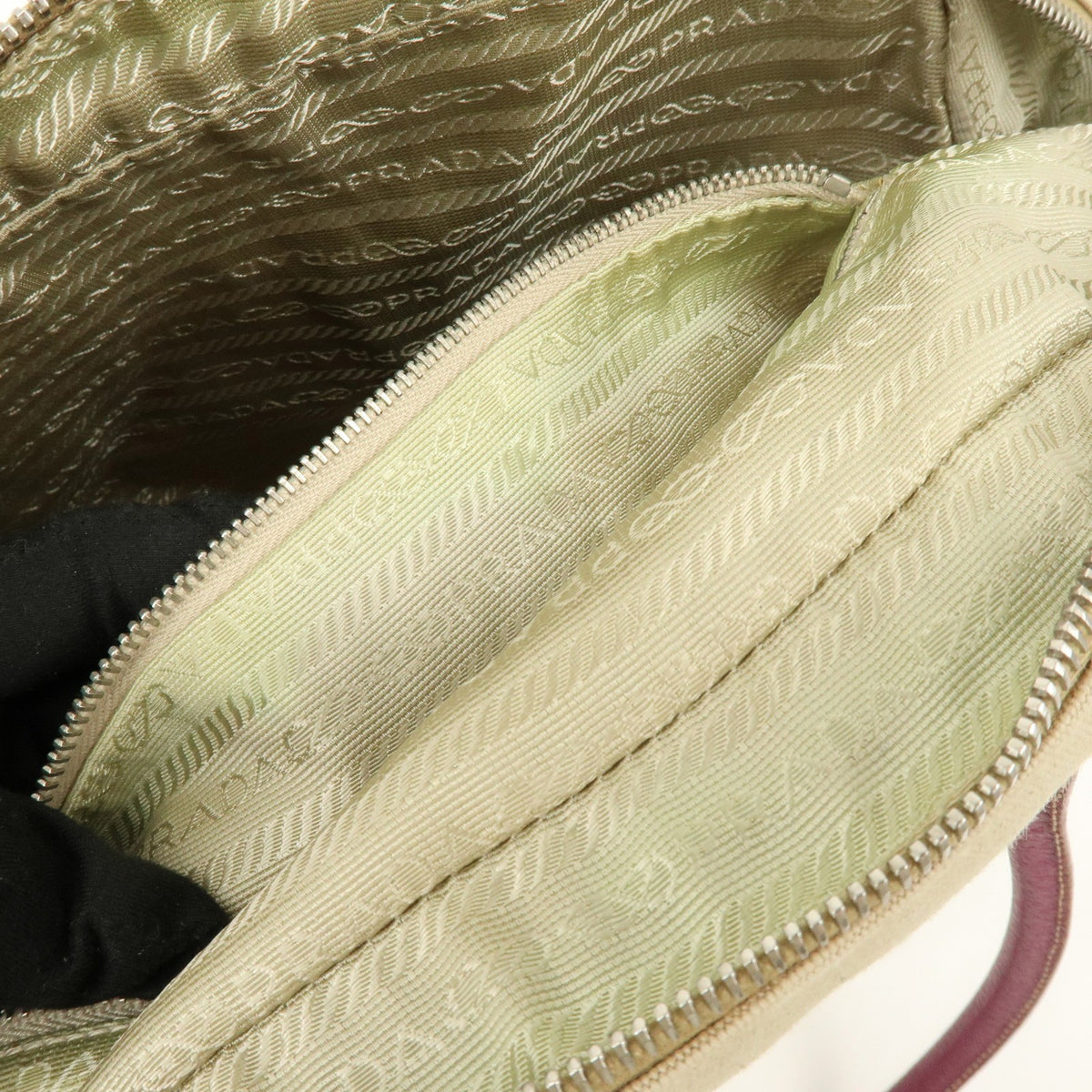 Prada Bowler Canvas with Leather, Purple, Canvas, Shoulder Bag